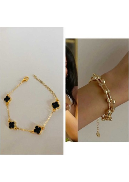 Yalı Çapkını Pelo Bileklik + Çift Taraflı Yonca Set