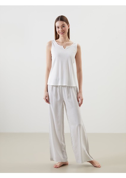 Yeni Sezon Kacik Yaka Desenli Kadin Pijama Takim - S5I624Z8