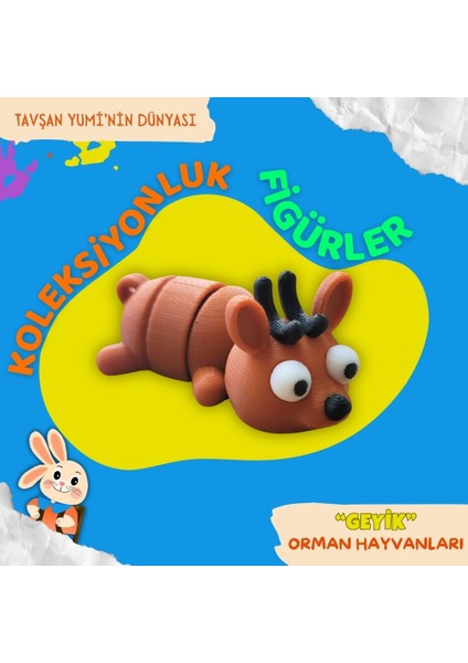 Orman Hayvanları Koleksiyonu - 4 Parça Hareketli ve Eğlenceli Oyuncaklar ve Bilgilendirici Kartlar - Geyik, Tilki, Rakun, Boz Ayı fırsatları
