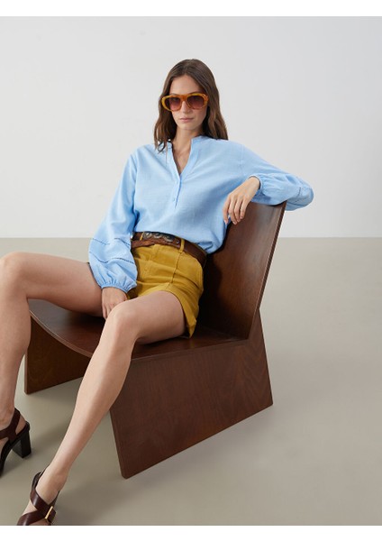 Yeni Sezon Kacik Yaka Oversize Bluz - S5QY39Z8