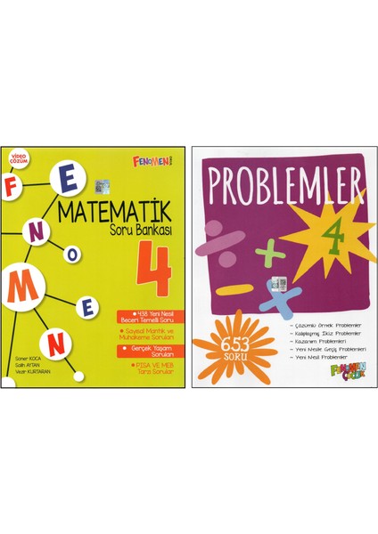 Fenomen Çocuk 4. Sınıf Matematik Soru Bankası+Problemler (2 Kitap)