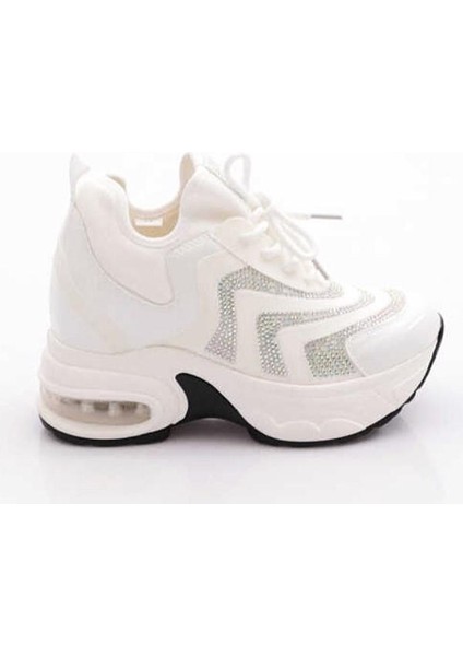 Guja 25Y300-9 Kadın Gizli Dolgulu Yüksek Taban Taşlı Sneaker Spor Ayakkabı