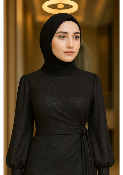 Simli Tesettür Kalem Bağlamalı Abiye Elbise fiyatları