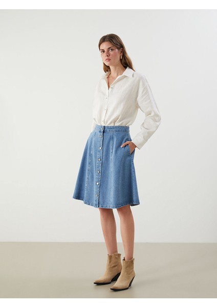 Yeni Sezon Standart Fit Kadin Jean Etek - S5QU87Z8