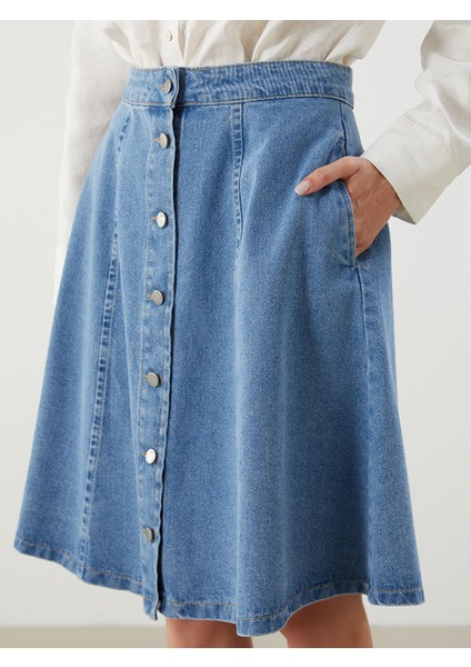 Yeni Sezon Standart Fit Kadin Jean Etek - S5QU87Z8 modelleri