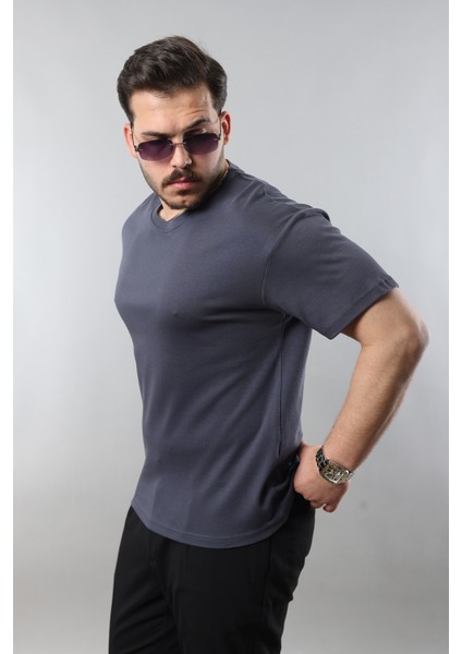 Oversize Geniş Kalıp Bisiklet Yaka Basic Düz Kısa Kollu Tişört fiyatları