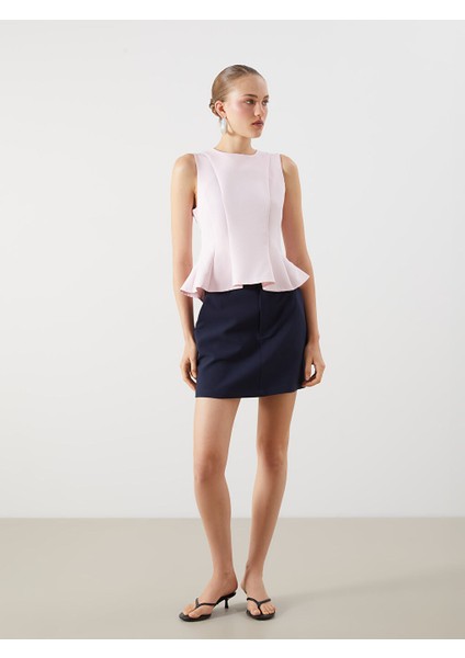 Yeni Sezon Bisiklet Yaka Peplum Bluz - S5QU84Z8