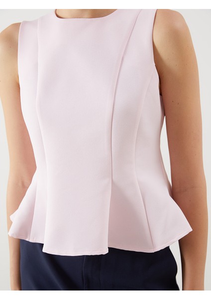 Yeni Sezon Bisiklet Yaka Peplum Bluz - S5QU84Z8