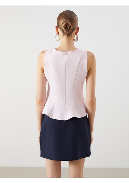Yeni Sezon Bisiklet Yaka Peplum Bluz - S5QU84Z8