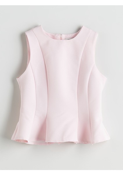 Yeni Sezon Bisiklet Yaka Peplum Bluz - S5QU84Z8
