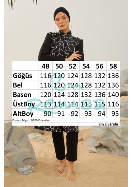Büyük Beden Tam Kapalı Battal Tesettür Mayo 3429-015 SIYAH01