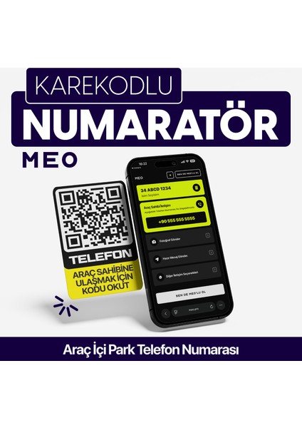 Karekodlu Araç Numaratörü - Araç İçi Park Telefon Numarası - Akıllı Araç Etiketi