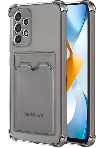 Samsung Galaxy A32 Uyumlu Kamera Korumalı Kartlıklı Köşeleri Airbag Tasarımlı Darbe Önleyici Şeffaf Silikon Kılıf