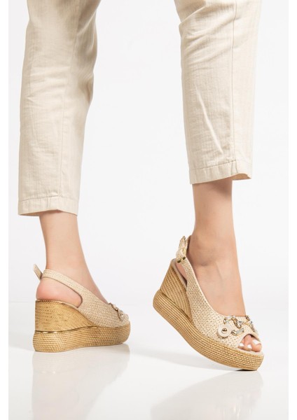 Suins Twine Model Kadın Taşlı Platform Sandalet