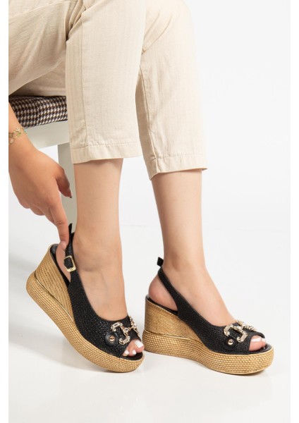 Suins Twine Model Kadın Taşlı Platform Sandalet