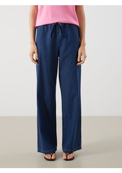 Yeni Sezon Beli Lastikli Cizgili Wideleg Kadin Jean Pantolon - S5GN68Z8 fiyatları