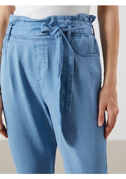Yeni Sezon Beli Kusakli Paperbag Kadin Jean Pantolon - S5JG50Z8 modelleri