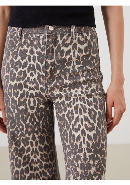 Yeni Sezon Wideleg Leopar Desenli Kadin Jean Pantolon - S5R707Z8 modelleri