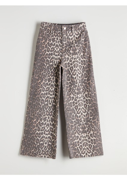 Yeni Sezon Wideleg Leopar Desenli Kadin Jean Pantolon - S5R707Z8 indirimleri