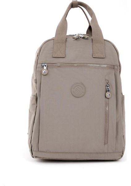 Unisex Suya Dayanıklı Krinkıl Kumaş Çok Gözlü Vizon Laptop Okul ve Sırt Çantası
