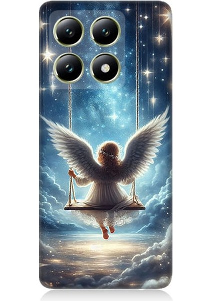 Xiaomi 14T Uyumlu Yıldızlarla Salıncakta Melek Desenli Silikon Kılıf