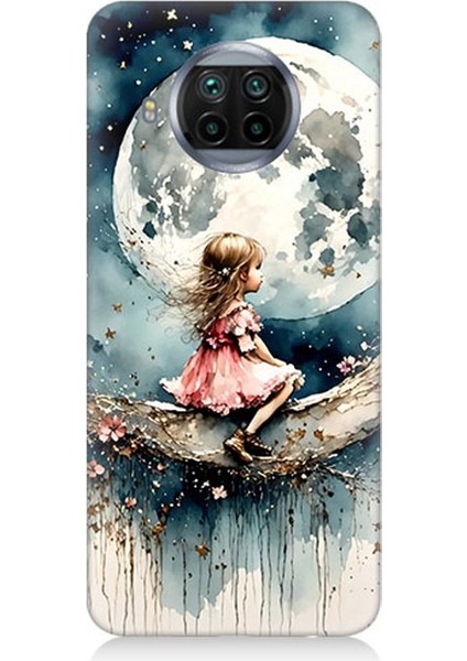 Xiaomi Mi 10T Lite Uyumlu Ay Üzerinde Hayalci Kız Desenli Silikon Kılıf