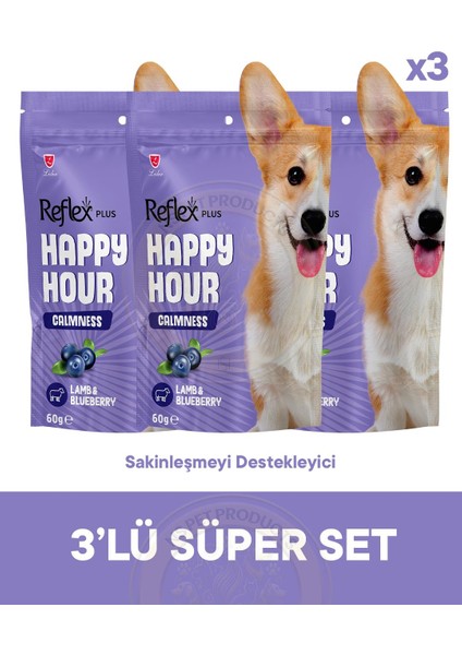 Happy Hour Calmness Sakinleşmeyi Destekleyici Köpek Ödül Maması 3lü Fırsat 3X60GR