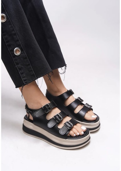 Jatay 3 Tokalı Ortopedik Siyah Kadın Sandalet fiyatları