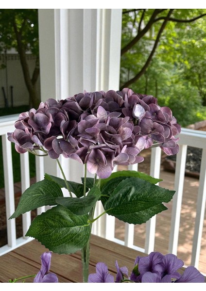 Yapay Çiçek Islak Ortanca Demeti 5 Dal Mor Yapay Salon Çiçeği Masa Üstü Dekor Çiçek Buketi 43 cm fiyatları