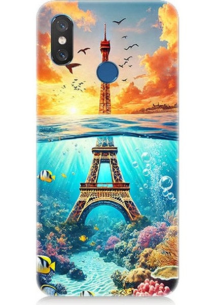 Xiaomi Mi 8 Uyumlu Denizaltında Eyfel Hayali Desenli Silikon Kılıf