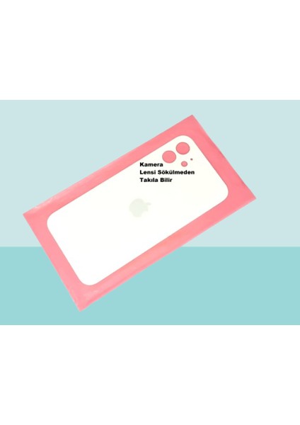 - iPhone 12 Arka Pil Batarya Kapağı - Cam Kapak Geniş Lens Deliği - Beyaz