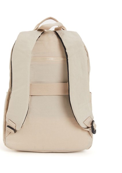 Unisex Suya Dayanıklı Orta Boy Krinkıl Kumaş Çok Gözlü Krem Laptop Okul ve Seyahat Sırt Çantası