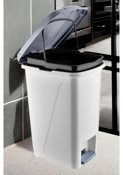 25 Litre Iç Kovalı Slim Pedallı Çöp Kovası Beyaz