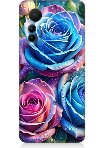 Xiaomi Mi 12 Pro Uyumlu Gökkuşağı Renkli Güller Desenli Silikon Kılıf
