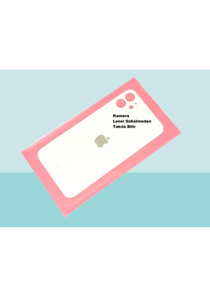 - iPhone 11 Arka Pil Batarya Kapağı - Cam Kapak Geniş Lens Deliği - Beyaz
