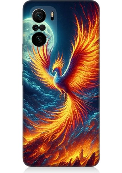 Xiaomi Redmi K40 Uyumlu Ateşle Dans Eden Anka Desenli Silikon Kılıf