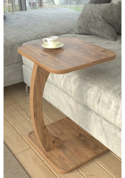 C Sehpa Koltuk Sehpası Yan Sehpa Zigon Sehpa Servis Sehpası Dikdörtgen Beyaz