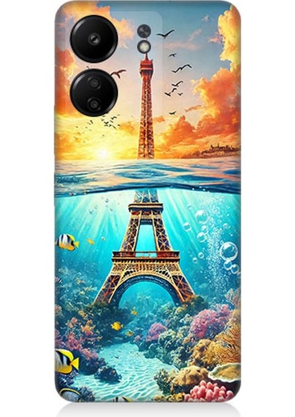 Xiaomi Redmi 13C Uyumlu Denizaltında Eyfel Hayali Desenli Silikon Kılıf