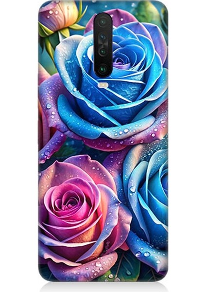 Xiaomi Redmi K30 Uyumlu Gökkuşağı Renkli Güller Desenli Silikon Kılıf