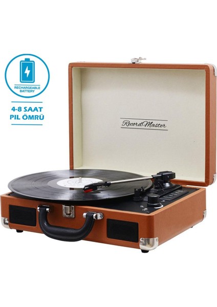 Record Master T310CH Şarj Özellikli Pikap - 33, 45, 78 Devir T310CH- Kahverengi Pikap indirimleri