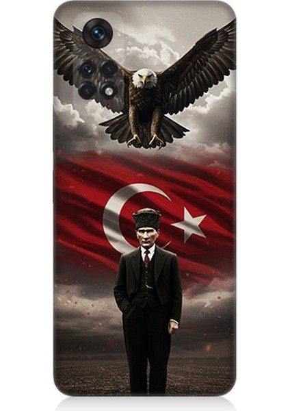 Xiaomi Redmi Note 11 Uyumlu Bayrak ve Mustafa Kemal Atatürk Desenli Silikon Kılıf