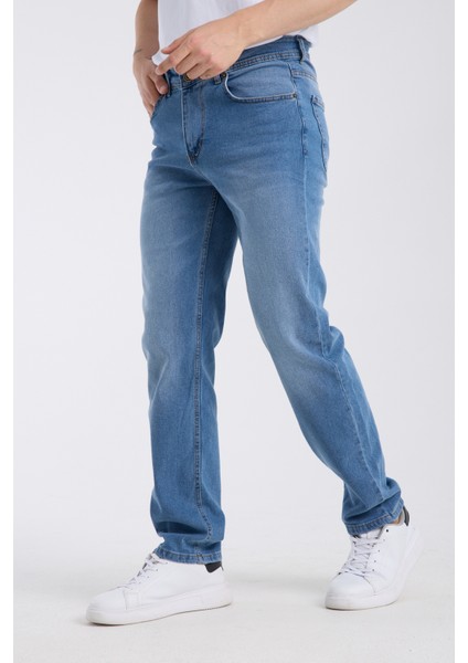 Erkek Pantolon Mavi Regular Fit Jeans