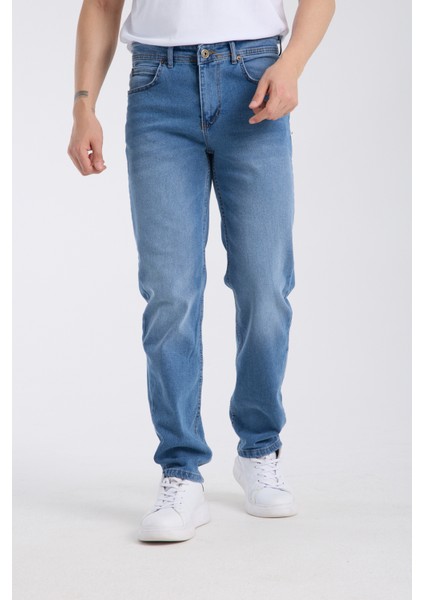 Erkek Pantolon Mavi Regular Fit Jeans