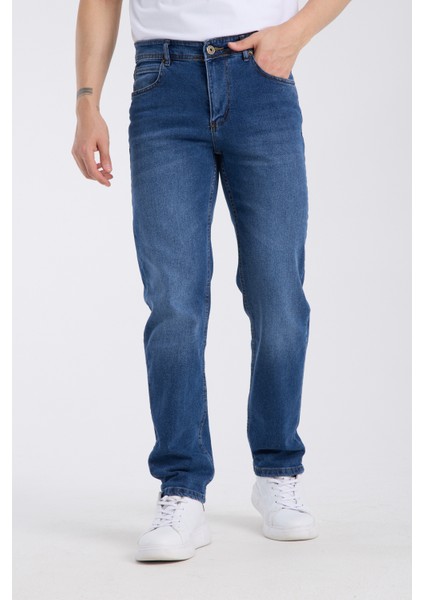 Erkek Pantolon Mavi Regular Fit Jeans