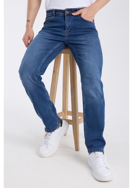 Erkek Pantolon Mavi Regular Fit Jeans