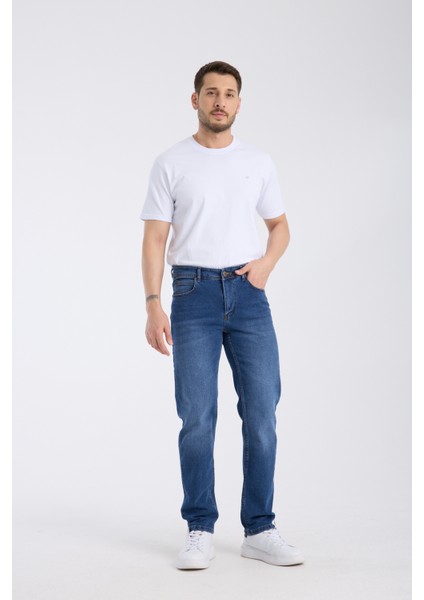 Erkek Pantolon Mavi Regular Fit Jeans