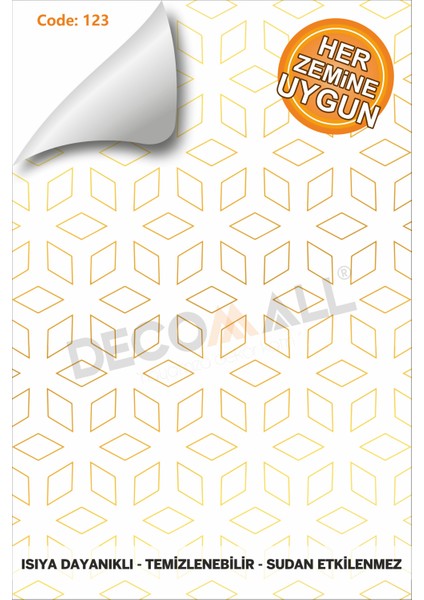 Code 123 Suya Dayanıklı Mutfak Banyo Zemin Mermer Mobilya Fayans Yapışkanlı Folyo Kaplama