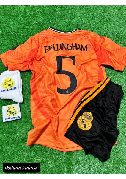 R.e.a.l M.a.d.r.i.d Jude Belingham 2024/25 Yeni Sezon Iç Saha Çocuk Forması 4'lü SET(TURUNCU)ZYN26