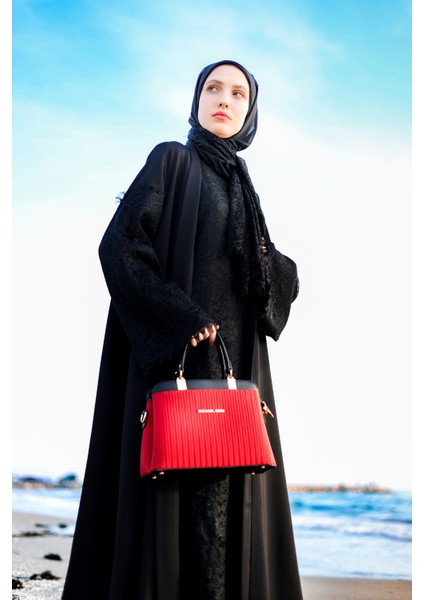 Siyah Dantelli Abaya Ferace