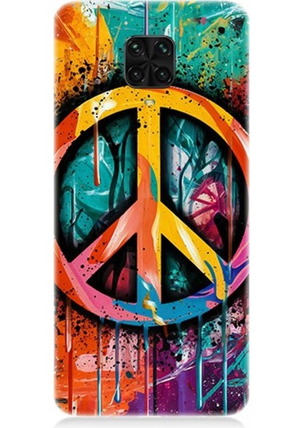 Xiaomi Redmi Note 9 Pro Uyumlu Renkli Barış Işareti Desenli Silikon Kılıf